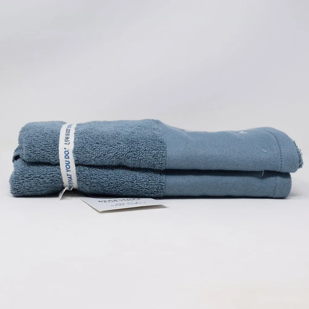 Life Is Good Dog Holiday Towels Blue Embroidered Winter Christmas Santa Set New